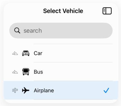 selector-view - With Icons preview